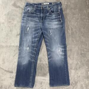 BKE Jeans Tyler Bootcut Mens 33x30 Blue Dark Wash Denim 33R Stretch Flare